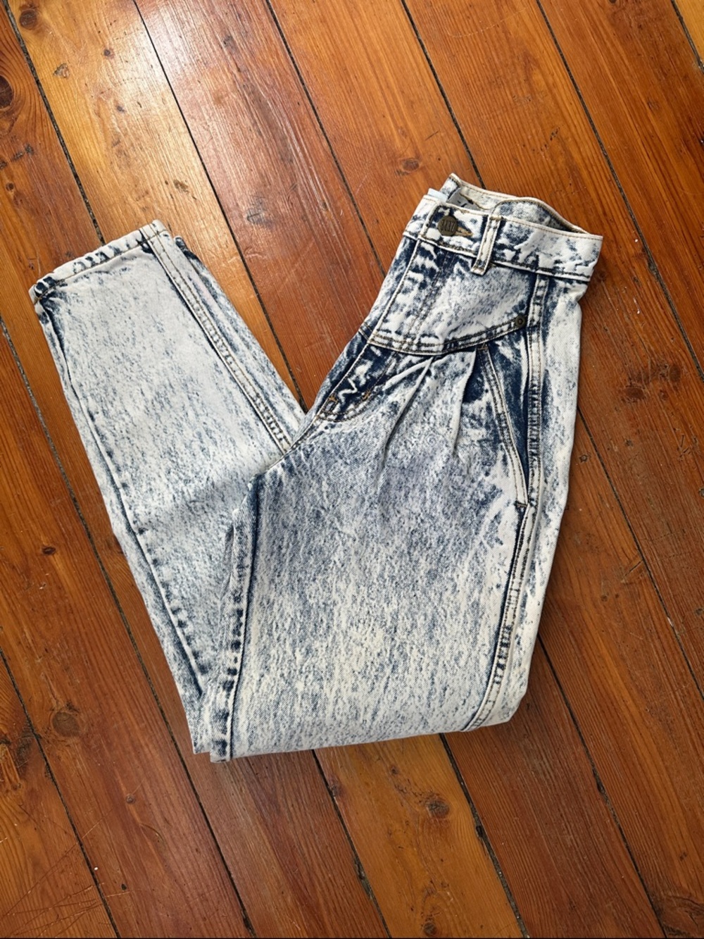 ZEPÉ Vintage Retro High‎ Waist Acid Wash Peg Legged Jeans Sz 3